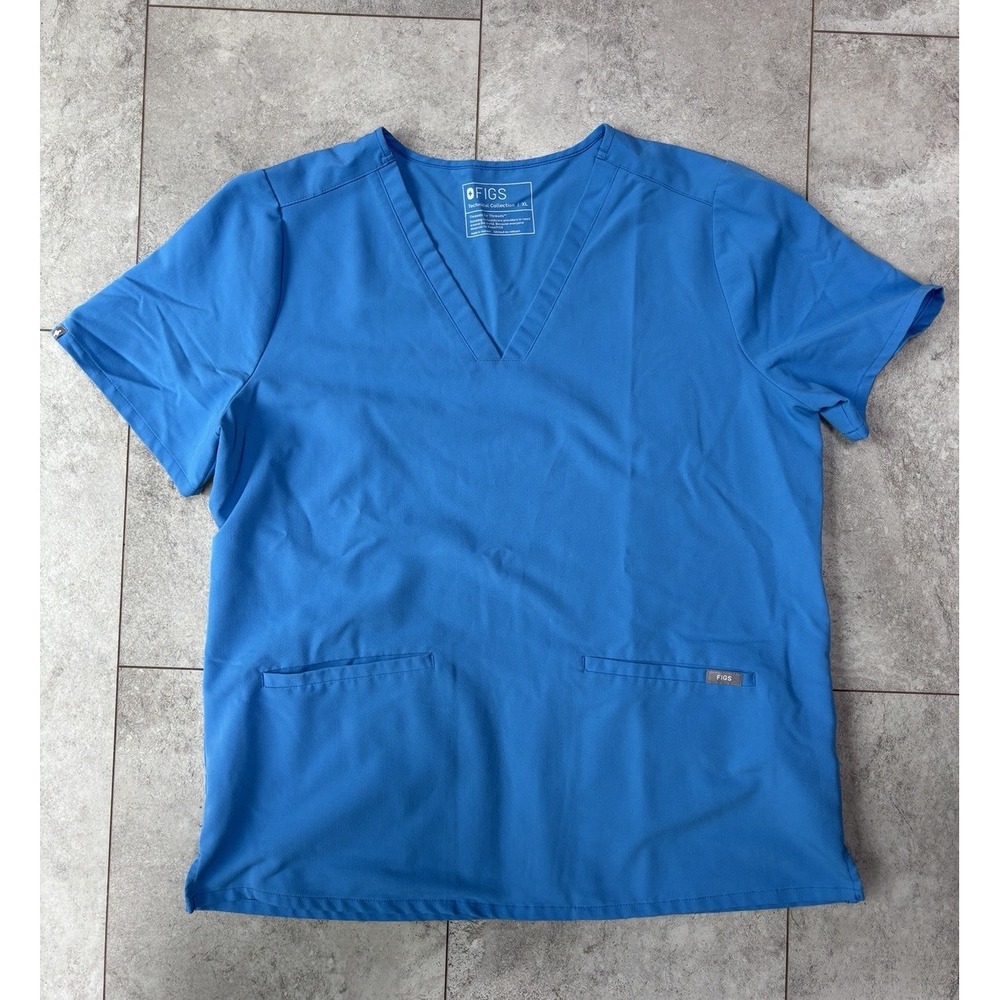 2 FIGS Casma Scrub Tops Women's XL Blue Medical Nurse Uniform Lot - Picture 4 of 7